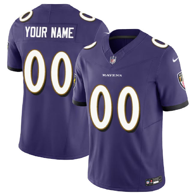 Youth Baltimore Ravens Active Player Custom Purple 2023 F.U.S.E. Alternate Vapor Untouchable Limited Football Stitched Jersey